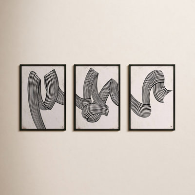 Menton Linework by Studio M - 3 Piece Picture Frame Print Set