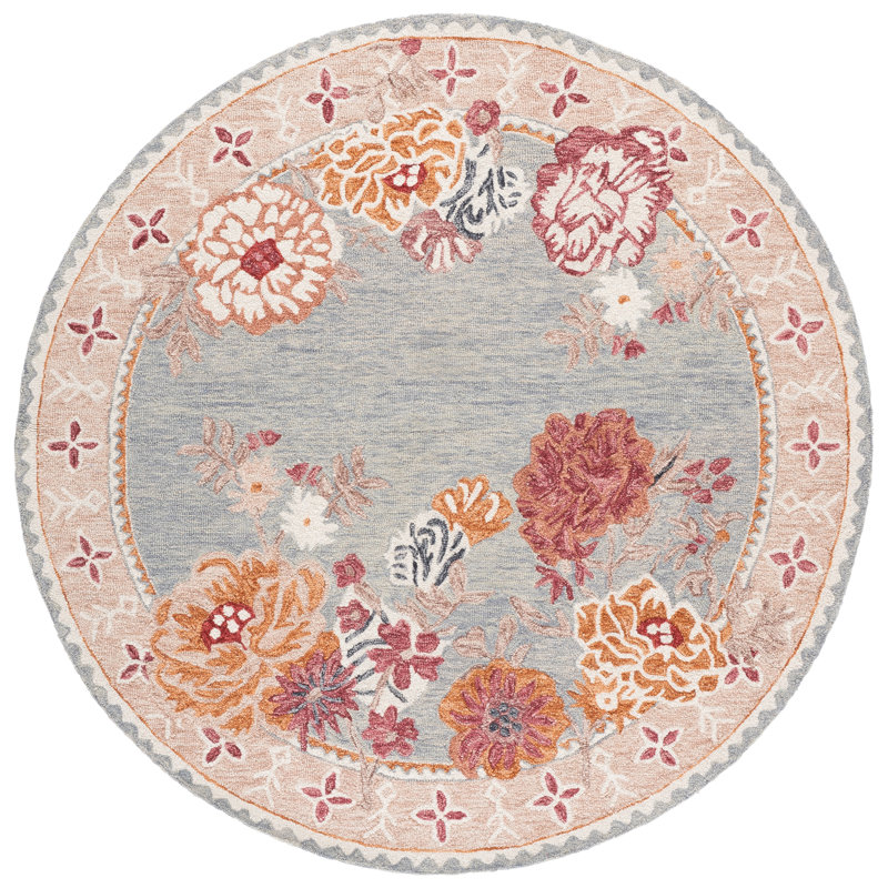 Jardin 476 Hand Tufted 80% Wool; 20% Cotton Floral Rug, Round 6'