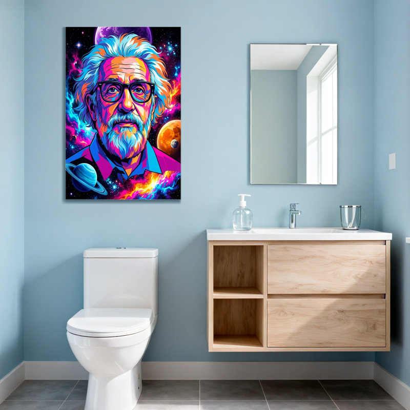 Fashion Cosmic Einstein Portrait With Planets And Galaxies, 30" H x 20" W