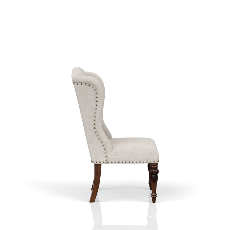Gray Upholstered Wing Dining Chair, With Construction Feature Chair For Host, Gray, Firm And Resilient