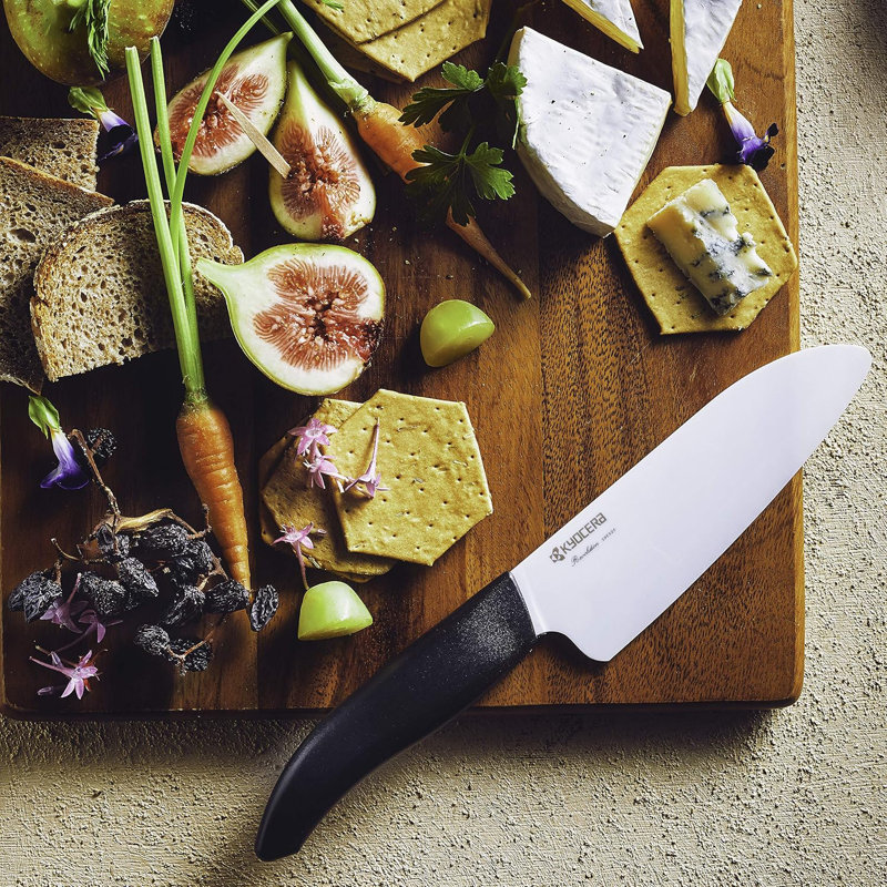 Kyocera FK-140-WH Ceramic Santoku, Chef Knife for Your Cooking Needs, 5.5”, White