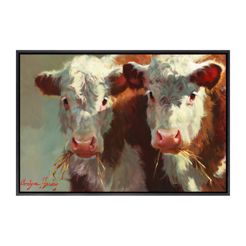 Cow Velles, art encadré, H 18 po x l 26 po x P 1,5 po, Toile avec cadre noir patiné
