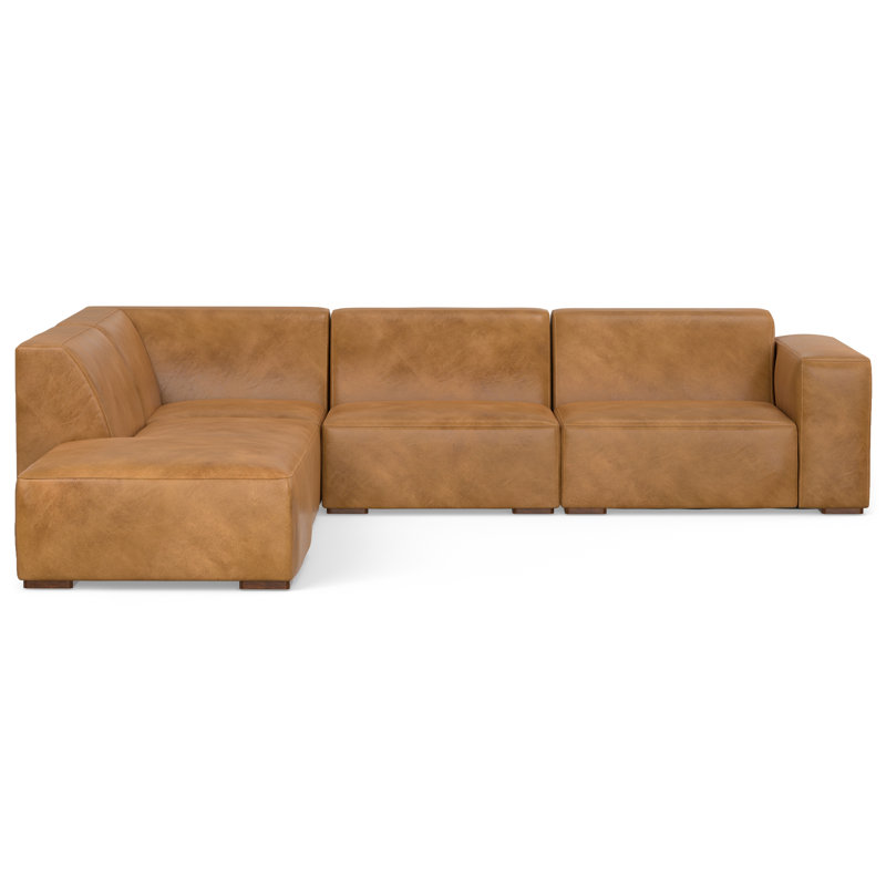 Ensemble de canapé modulaire et de repose-pieds Rex, Terre de Sienne, Face à la gauche