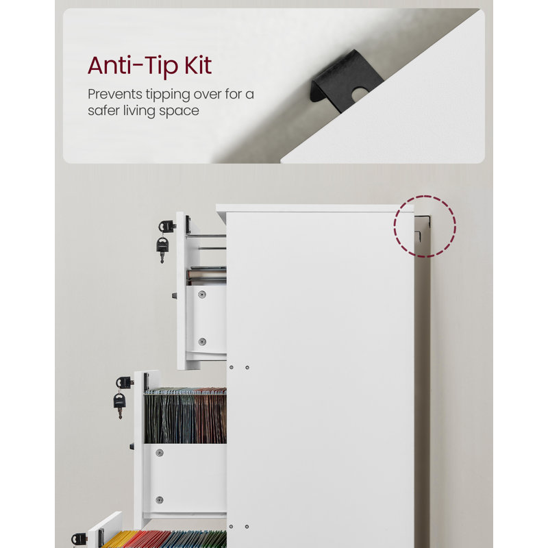 3-Drawer File Cabinet With Lock, Cloud White