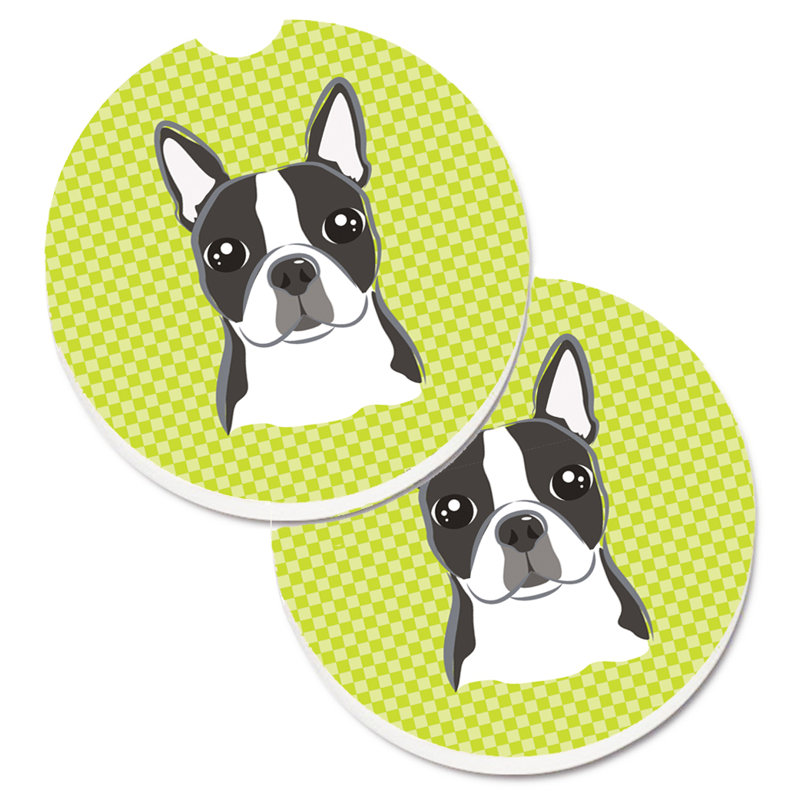 Sous-verre Retriever, Vert lime, Boston terrier noir