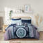 Literie pour lit simple avec édredon - imprimé médaillon bleu marine, coussin décoratif doux, drap complet, motif au choix élégant et tendance, bordures brodées, polyvalent
