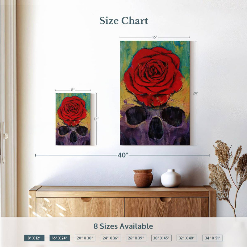 Hitzel Skull Rose, 12" H x 8" W