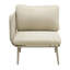 Fauteuil club extérieur moderne avec accoudoirs en corde tressée à la main, structure en aluminium antirouille, coussin beige inclus.