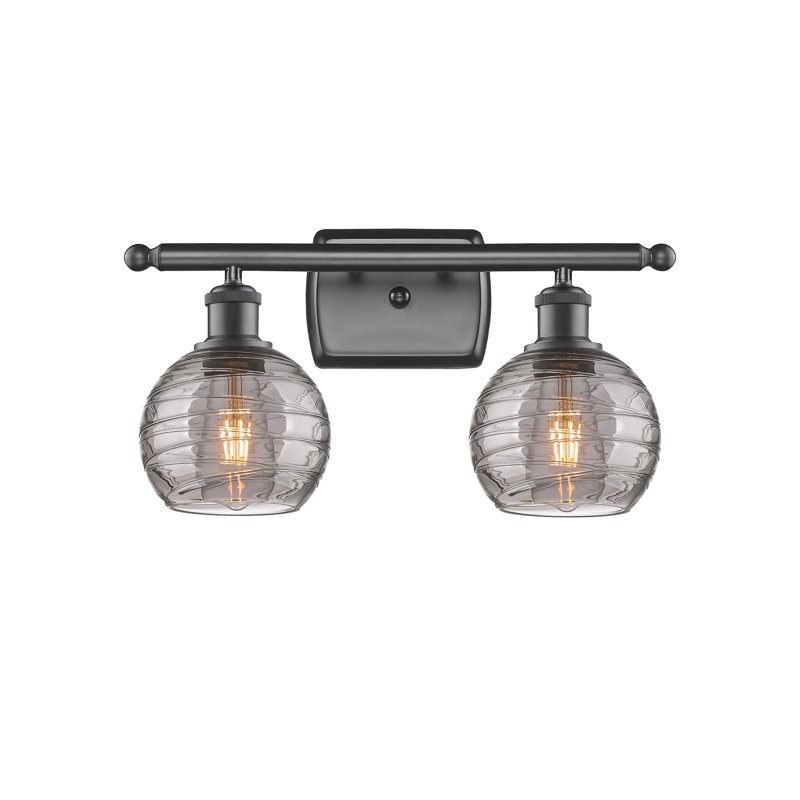 Éclairage pour meuble-lavabo à intensité variable Halvorson, Ampoule non incluse, Bronze huilé, Gris fumée clair