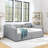 Daybed with Two Drawers Upholstered Sofa Bed, with Vertical Stripes Linen Fabric-2122616767