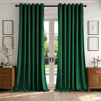 Alsey 100% Velvet Blackout Eyelet Ready Made Curtains & Drapes with matching Tie Backs