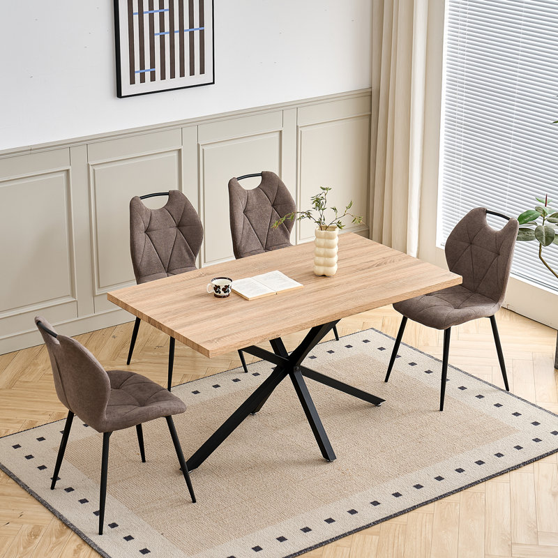 Dining Chairs - Contemporary Dining Chair - Comfortable Velvet Dining Chair - Metal Legs, 4 , Brown