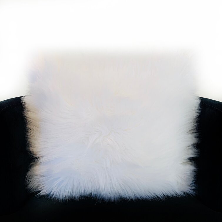 Mongolian White Faux Fur Throw Pillow, 18