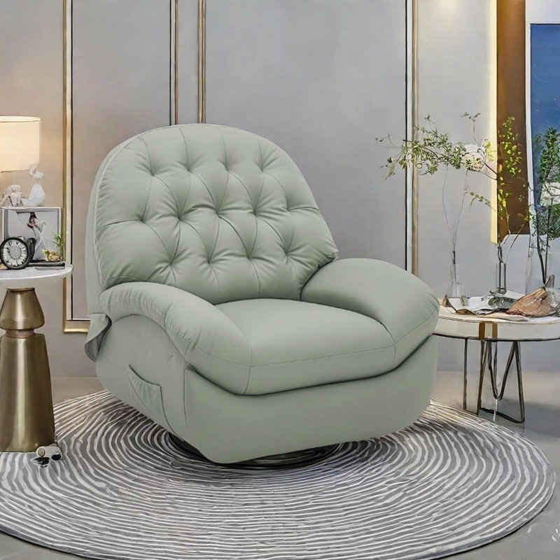 Fauteuil inclinable pivotant en similicuir Nervie, Vert clair