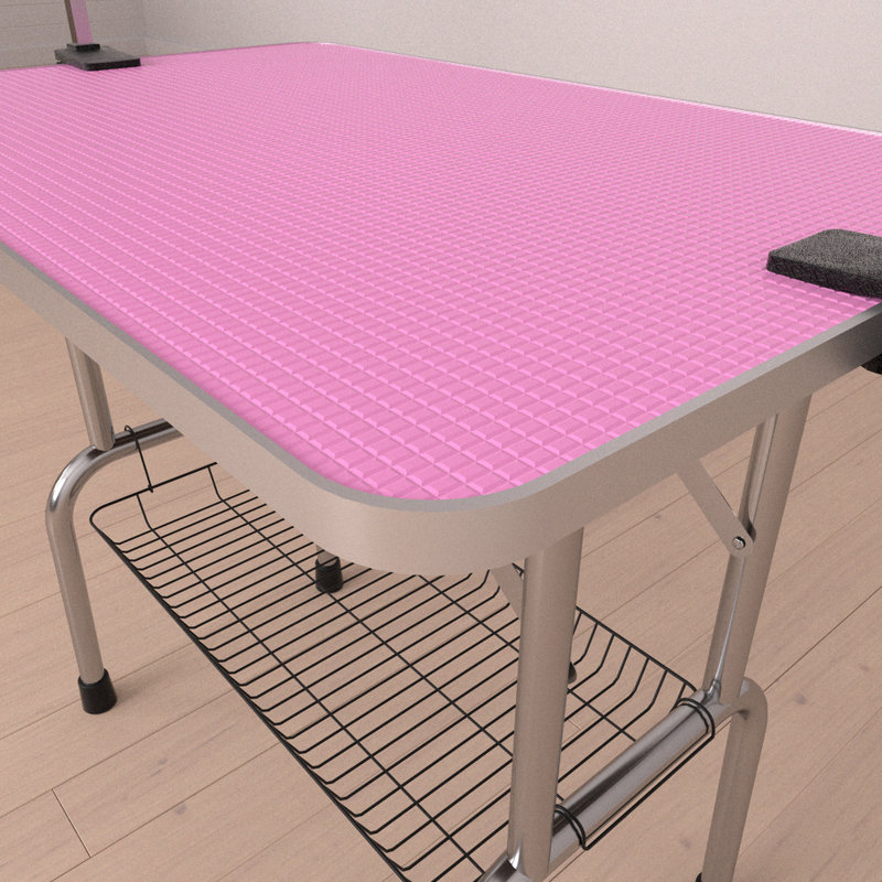 1 table de toilettage et station de séchage pliable pour animaux de compagnie de 46 po avec cadre en acier inoxydable et tapis antidérapant