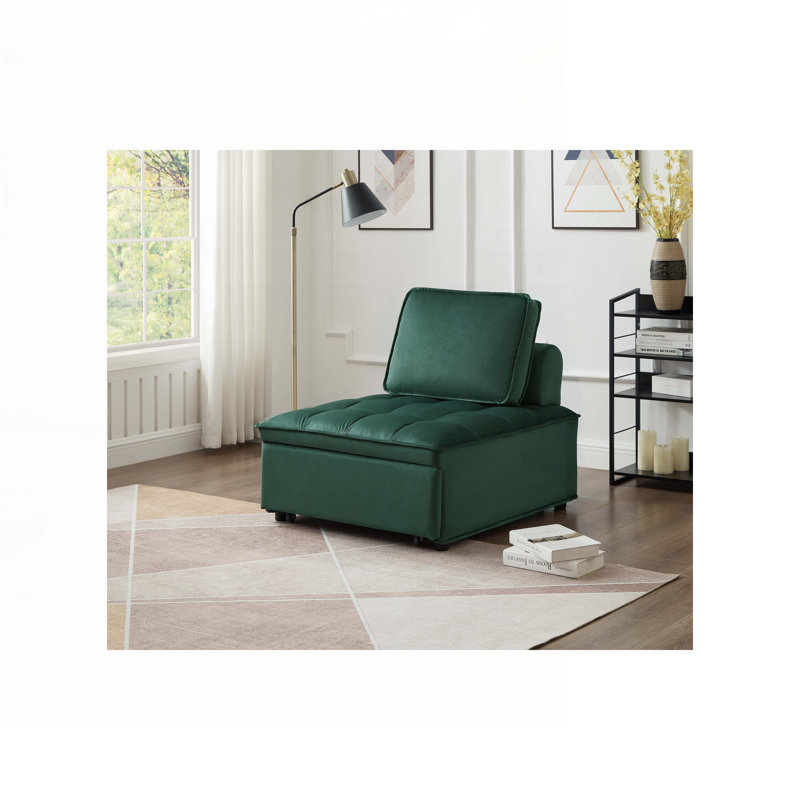 Chaise pliante sans accoudoirs, Velours vert