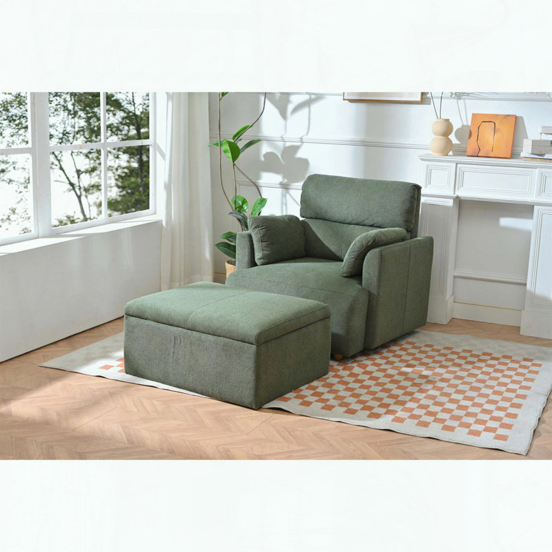 Chaise surdimensionnée avec repose-pieds avec rangement - molleton flocon de neige