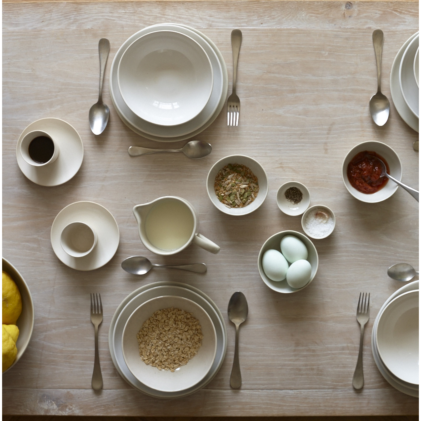 Canvas Home Shell Bisque Porcelain Cereal Bowl 24oz, White