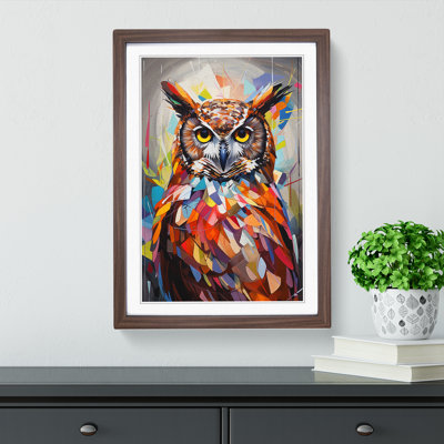 Owl Geometric - Single Picture Frame Print on Wood