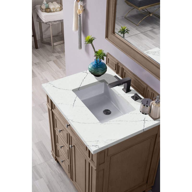 Bristol 30'' W Single Vanity, Whitewashed Walnut, Ethereal Noctis, 8" Widespread