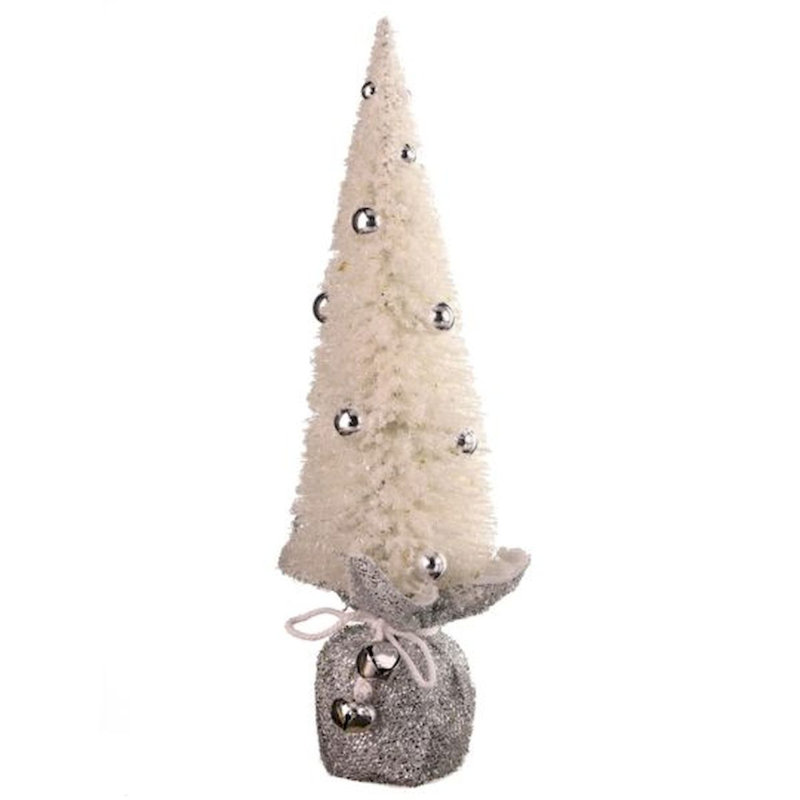 Décoration à poils glacés avec boules dans un sac, H 16 po x l 4 po x P 4 po