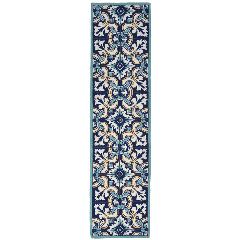 Tapis bleu touffeté à la main Demirhan, Tapis de couloir 2 pi x 8 pi