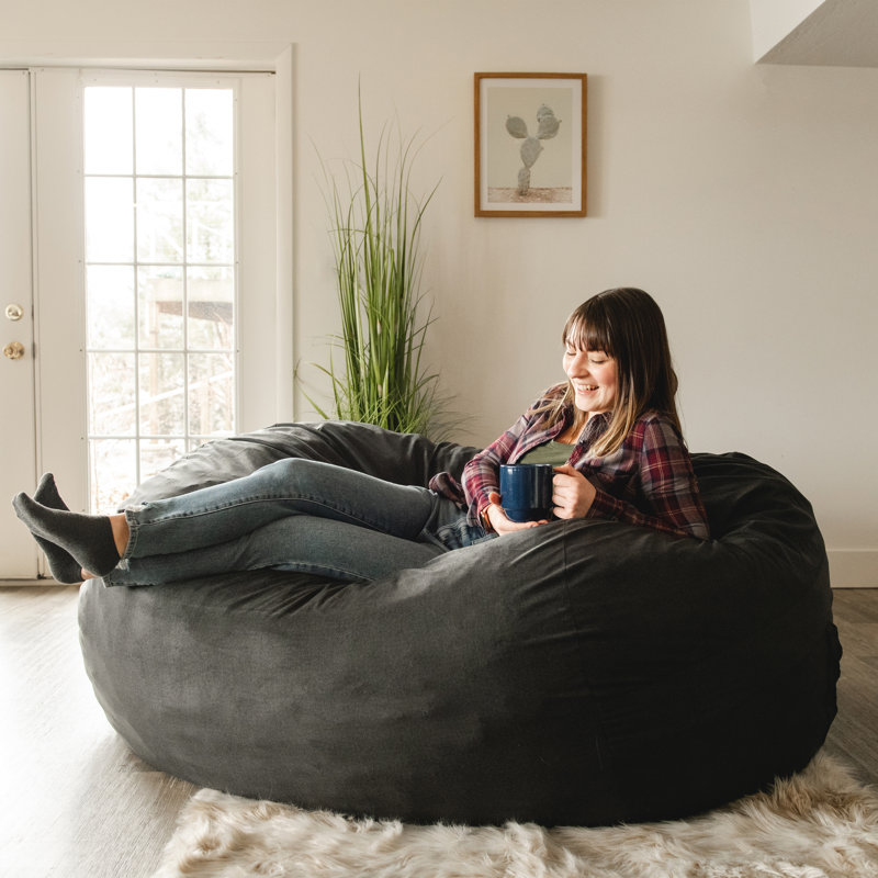 Fauteuil à billes en mousse Big Joe Fuf Giant, Polyester noir, H 39 po x l 62,5 po x P 49 po