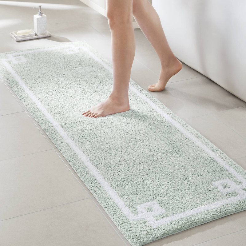 Tapis pour salle de bain 100% coton avec envers antidérapant Evan , Écume de mer, écume de mer, L 24 po x L 72 po