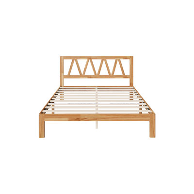 Base de lit en bois massif avec tête de lit