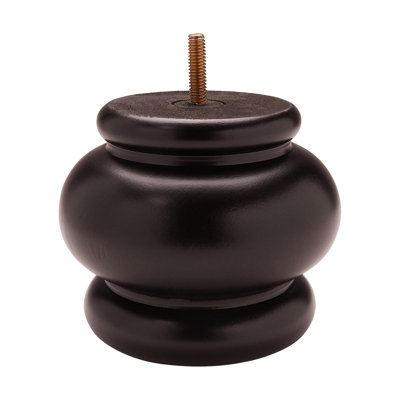 4 in x 4-7/8 in Stained Solid Hardwood Round Bun Foot