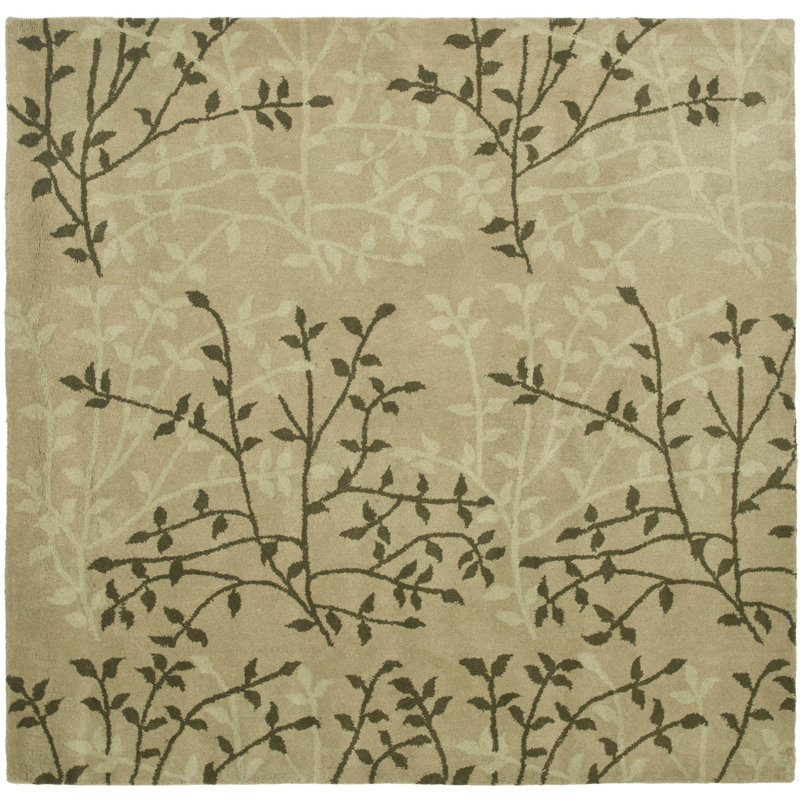 Tapis floral en laine et viscose touffeté à la main Avayah Soho, Carré 6 pi