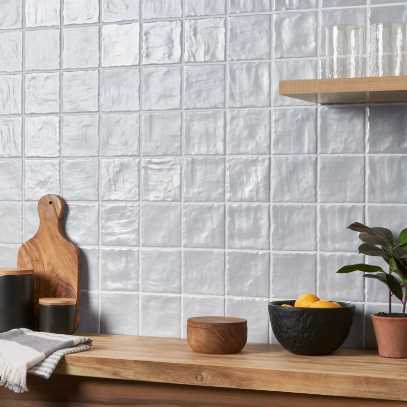 Montauk 4x4 Mixed Finish Ceramic Tile, Blue