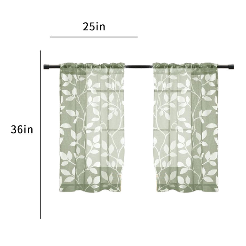 Friedeburg Polyester Semi Sheer Curtain Pair, Sage