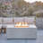  Assembly Free Sofa, 2-in-1 Outdoor Fire Pit Coffee Table,Outdoor Aluminum Sofa Set, 4 Person Outdoor Seating Sofa, Wood Grain Veneer Sofa Set for Patio（Set of 4）