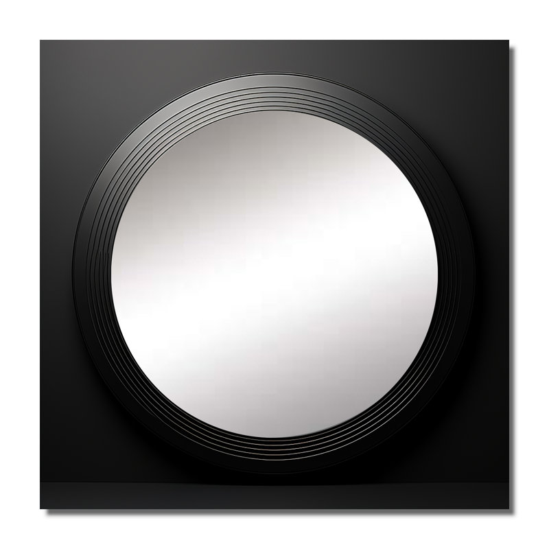 Laline - Miroir carré noir et doré en vinyle Serenade II, 29 po x 29 po