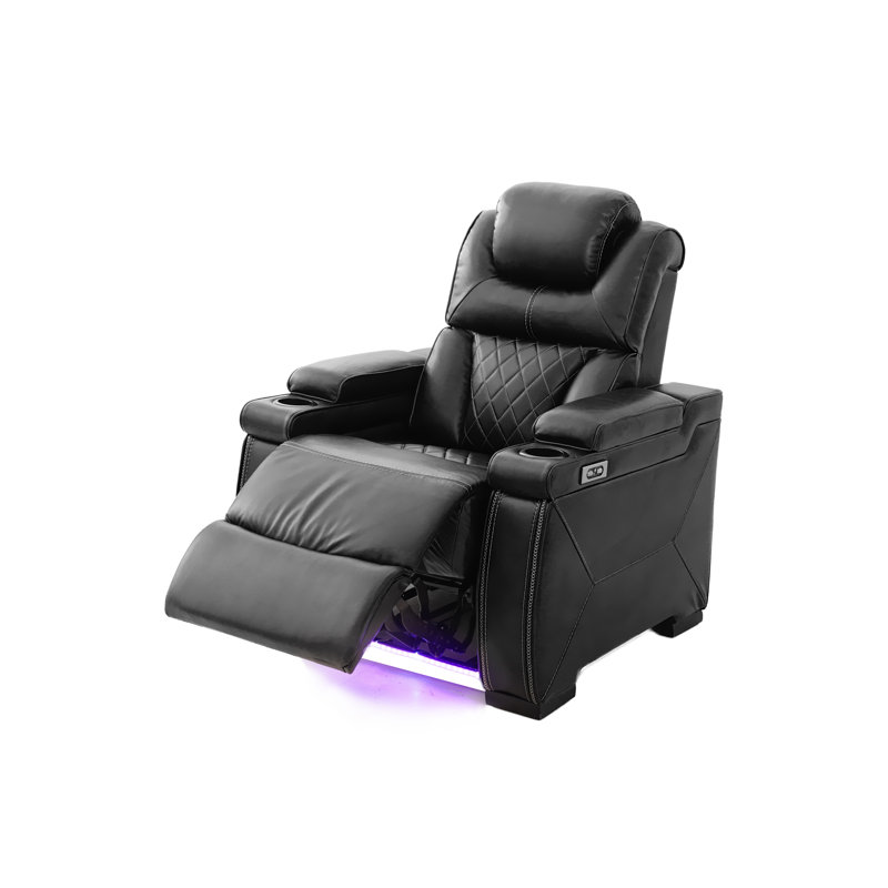 Eascom Power Motion Recliner With Sofa Arm Storage ,Cup-holder, Leather Couch-Air Leather, Dual  Motion With Reclining , Adjustable Headrest, Sofa LED Light , Home Theater Seating