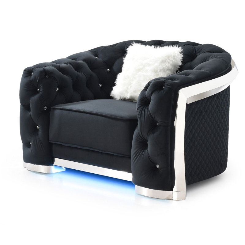 Lexi Velvet Chair And A Half, Black Velvet