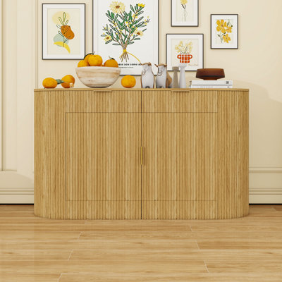 Wooden Sideboard with Storage Shelves and Drawers