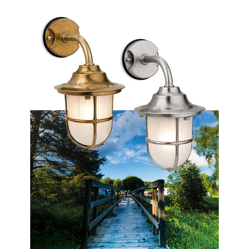 30cm H Outdoor Wall Lantern, Brass