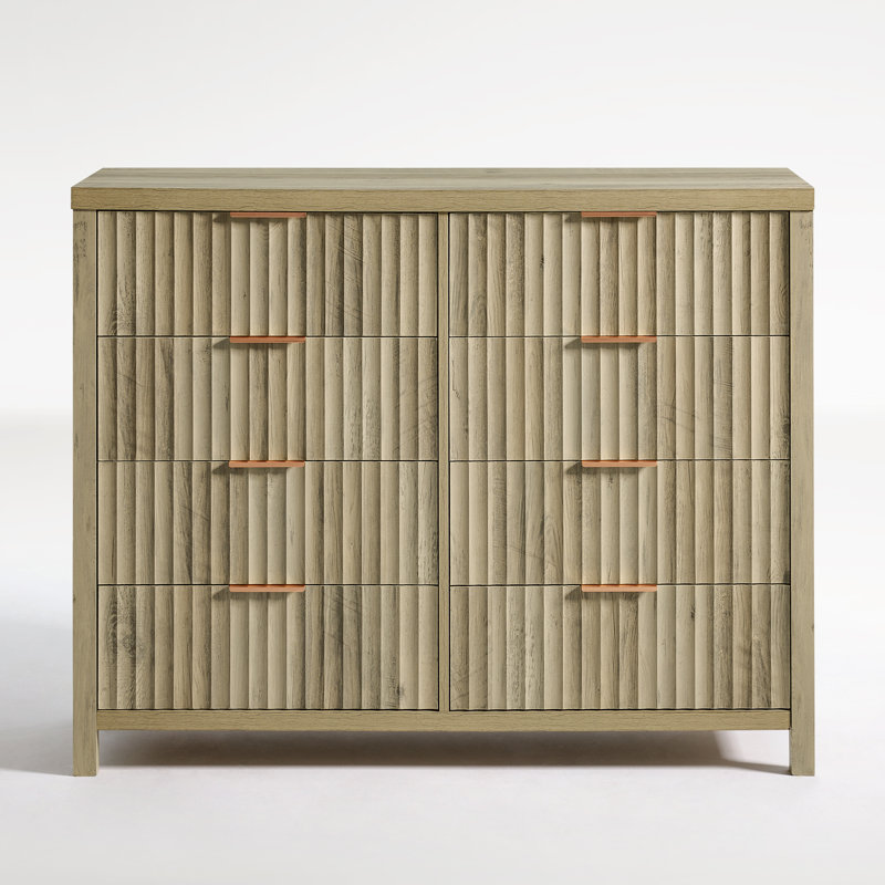 Commode 8 tiroirs Arrilla, Chêne sablé