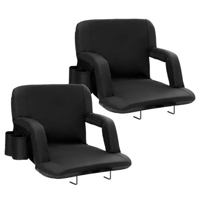 Stadium Seat with Back Support, Wide Bleacher Seat Backs, Folding Padded Cushion Stadium Chair, Portable Reclining Chairs with Hook Pocket Cupholder, by Latitude Run