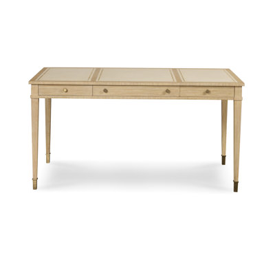 Sonnet Solid Wood Leather Solid Wood Brass Writing Desk