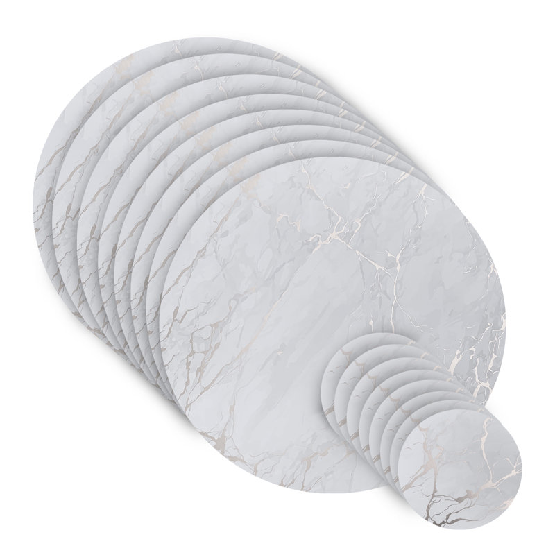 Ensemble de napperons en liège 16 pièces, Argent