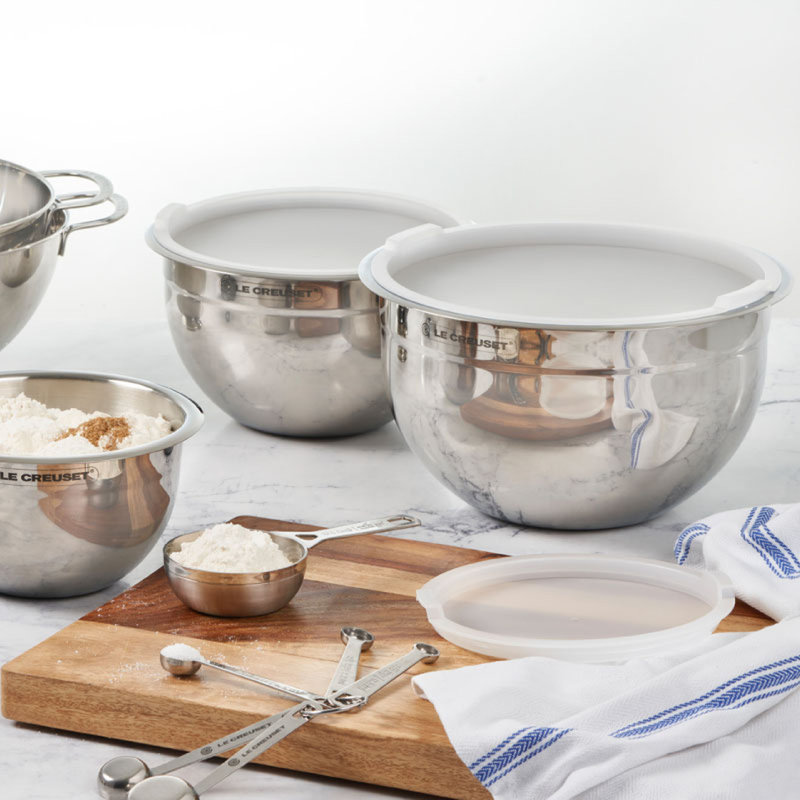 Le Creuset 3-Piece Stainless Steel Mixing Bowl Set with Lids