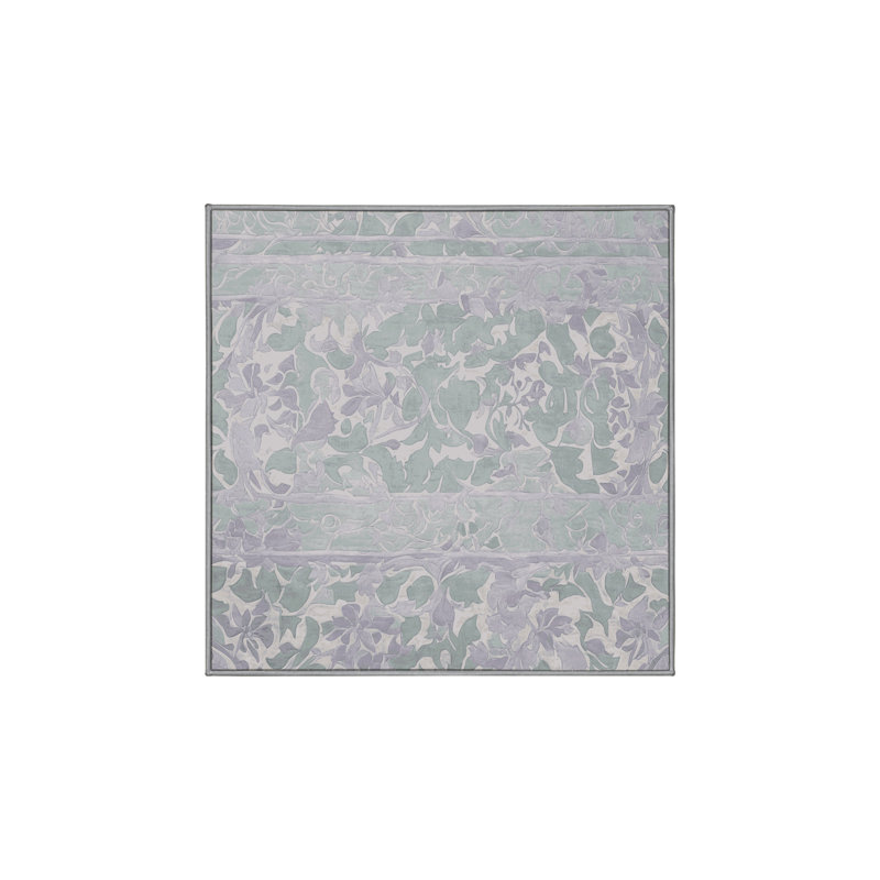 Machine Washable Gray Area Rug, Square 5'