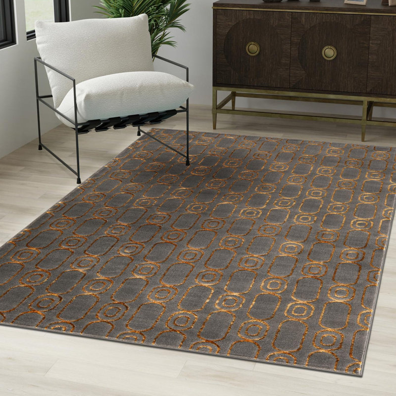 Latitude Run® Column Nikica Rug Gray and Gold, Rectangle 5'3" x 7'1"