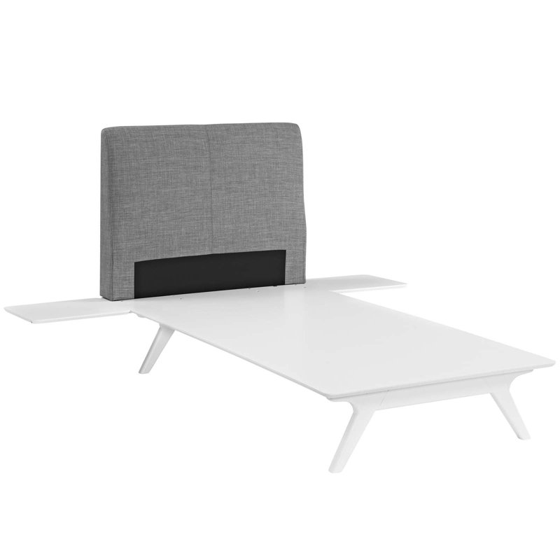 Base de lit plateforme Tracy, Gris, Double, Manufactured Wood