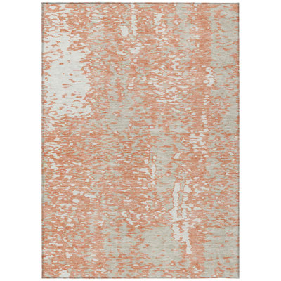 Tapis extérieur lavable abstrait corail et ivoire 9 pi x 12 pi