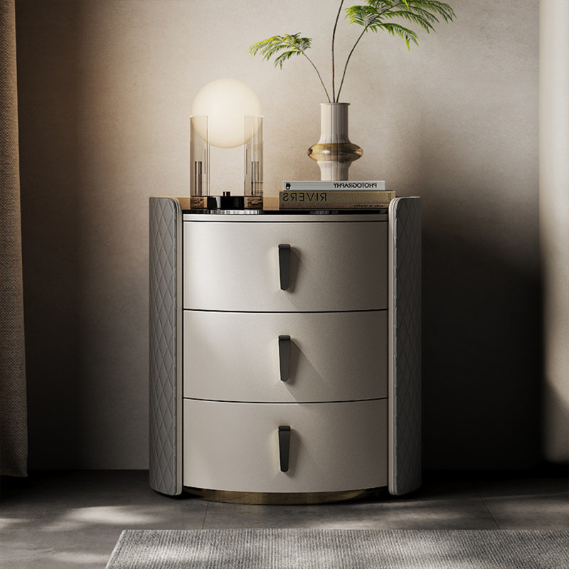Table de chevet moderne en bois massif de style moderne minimaliste, Black/Beige