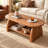 47" Modern Oval Brown Wood Coffee Table With double Legs for Living Room
